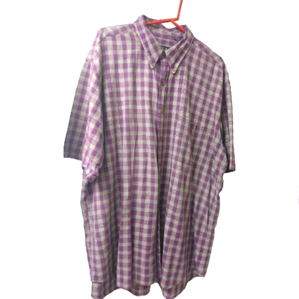 Jos A Bank Button Down Purple Plaid w. Pocket Lightweight Casual Comfortable XXL